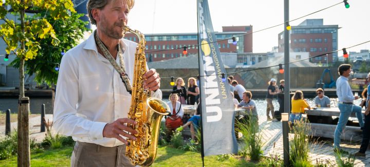 Live music on the quay during a campus event